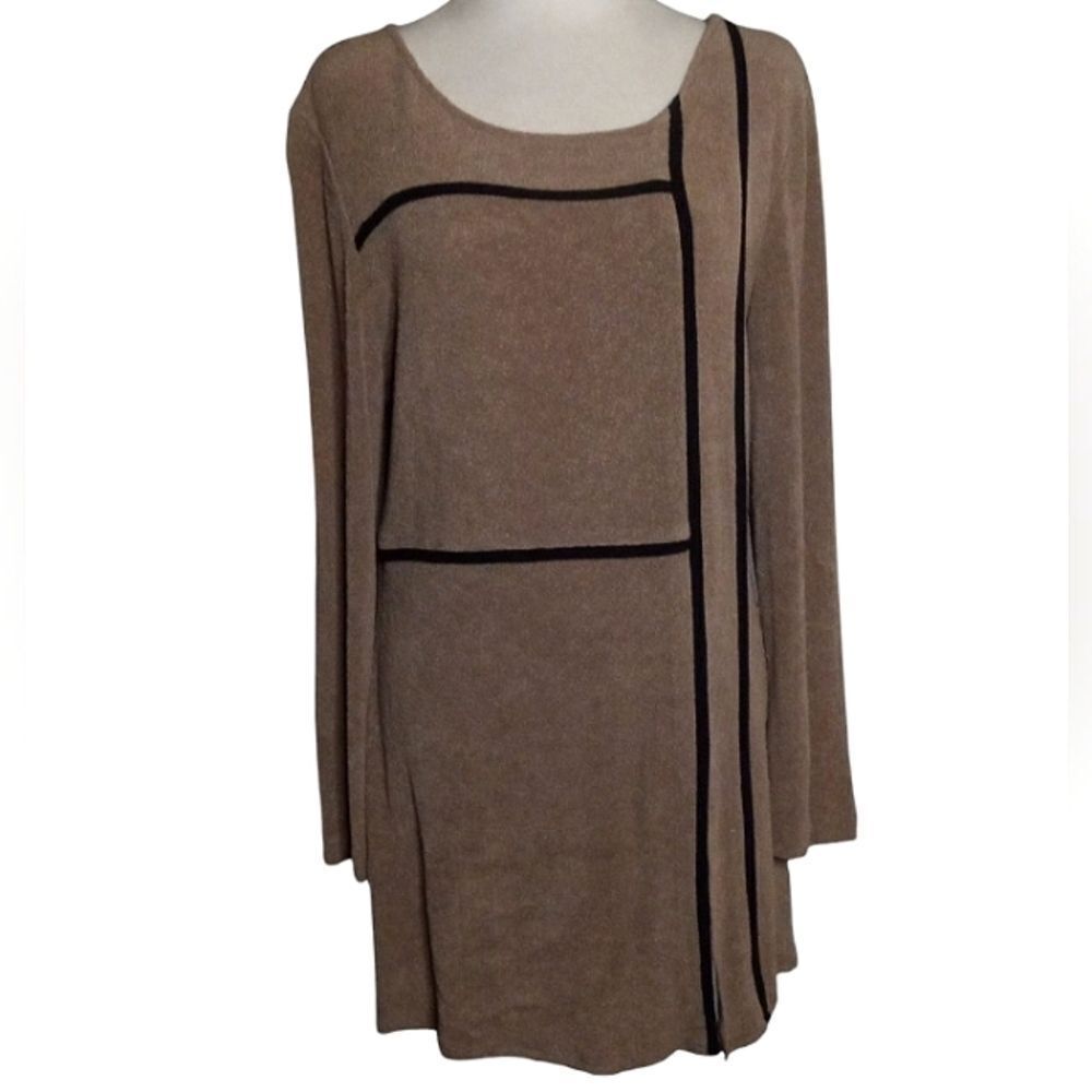 Joseph Ribkoff Minimalistic Style Black & Cream Crepe Tunic Top Size XL